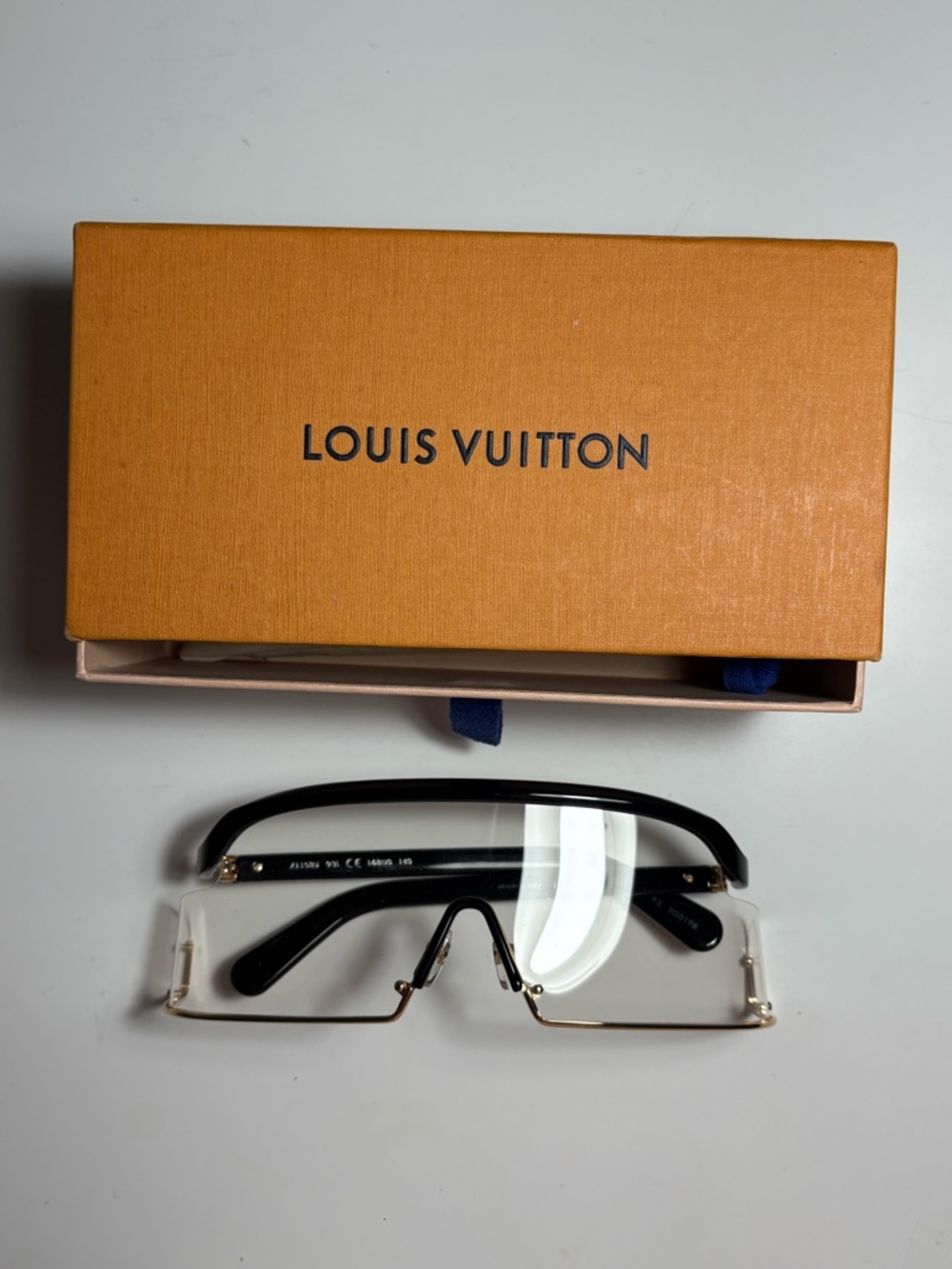 Louis Vuitton Z1158U Rimless Shield Sunglasses Black Gold
